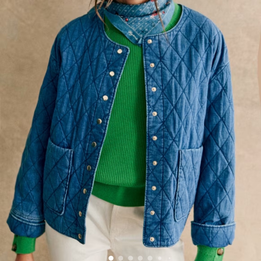 Sezane Dakota denim Quilted Jacket